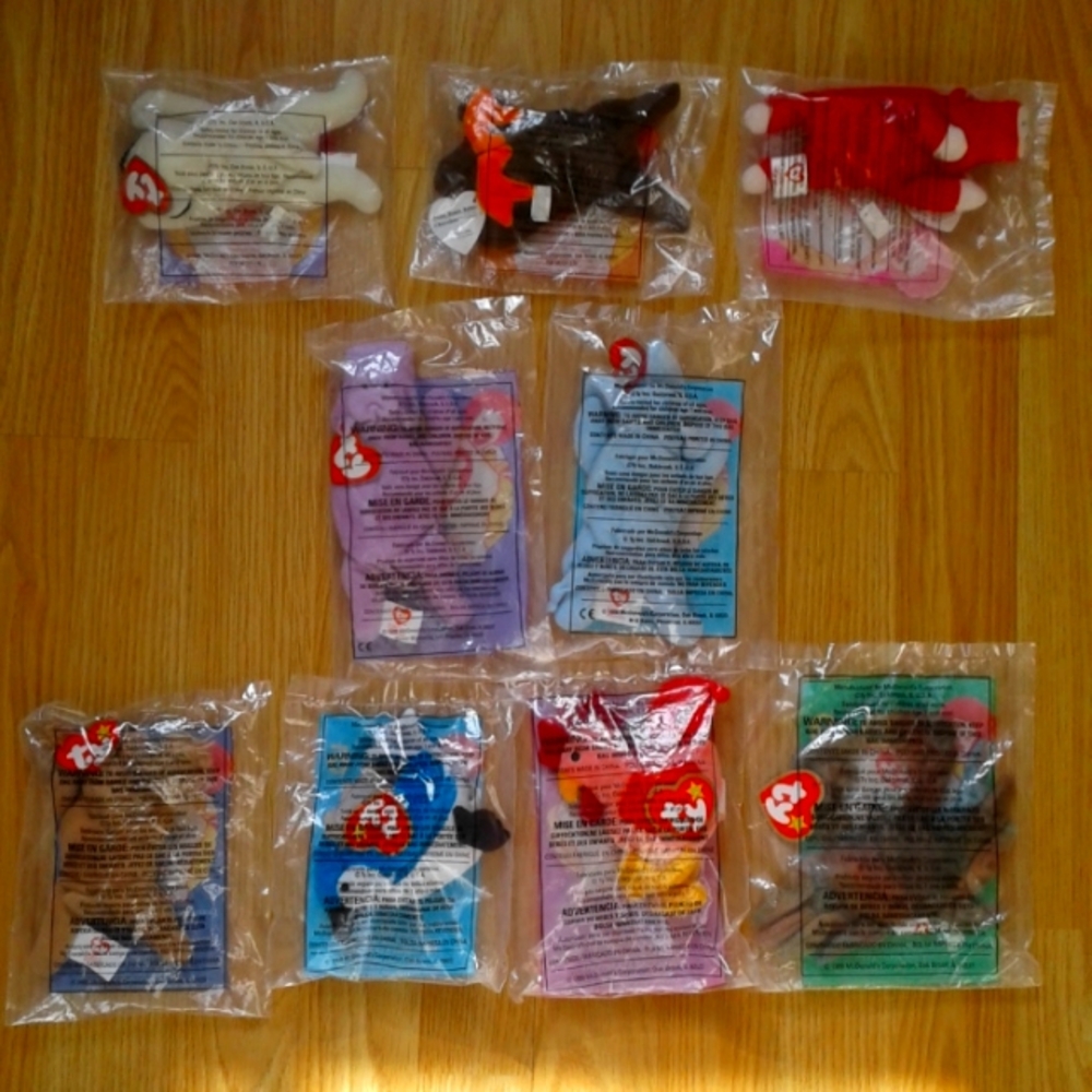 McDonald's Happy Meal Teenie Beanie Babies TY (1997, 1998, 1999) NWT - Lot of 9
